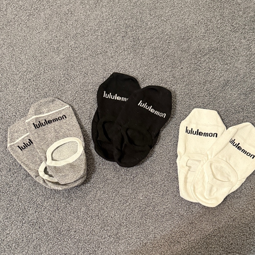 lululemon athletica Women’s No-Show Socks - Black, Gray, and White